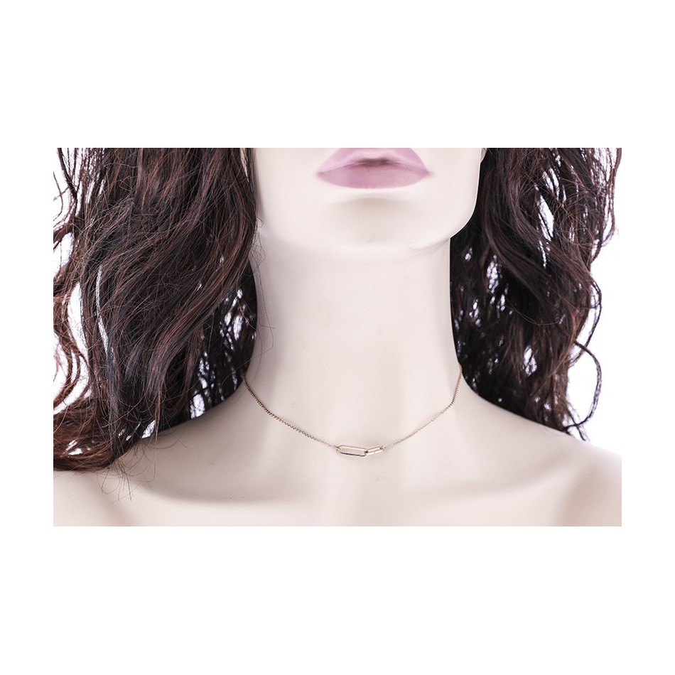 DOUBLE RECTANGULAR RING STEEL SHORT NECKLACE