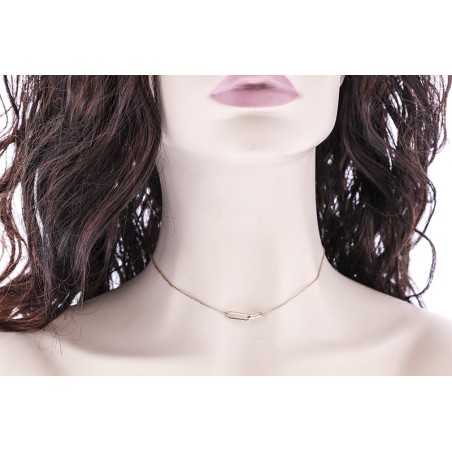 DOUBLE RECTANGULAR RING STEEL SHORT NECKLACE