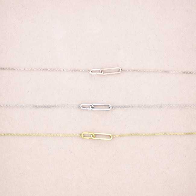 DOUBLE RECTANGULAR RING STEEL SHORT NECKLACE