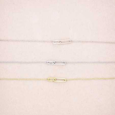 DOUBLE RECTANGULAR RING STEEL SHORT NECKLACE