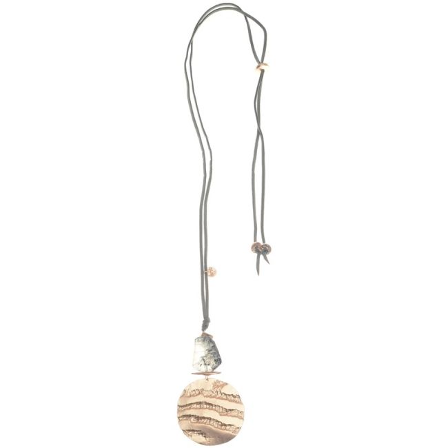 COLLAR LARGO COLGANTE PIEDRA MEDALLÓN METAL