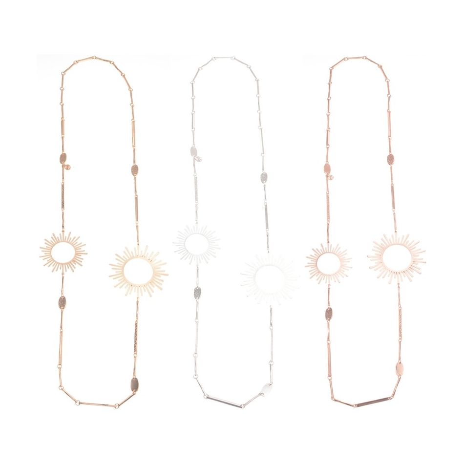 METAL DOUBLE SUN LONG NECKLACE