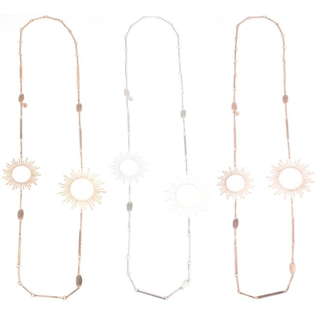 METAL DOUBLE SUN LONG NECKLACE