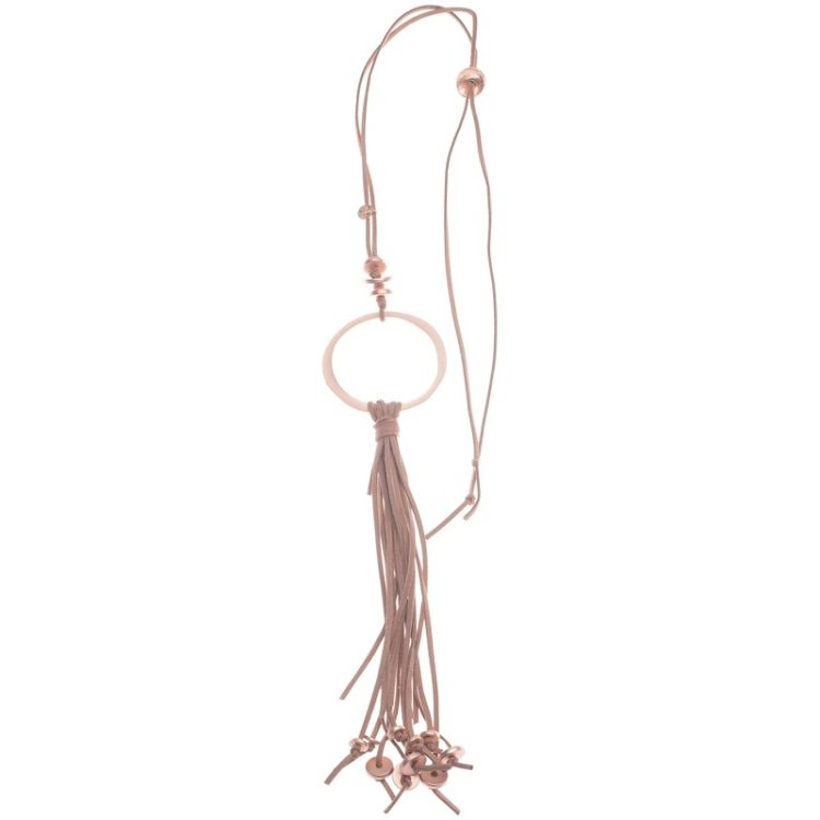 COLLAR LARGO COLGANTE ANILLA METAL FLECO