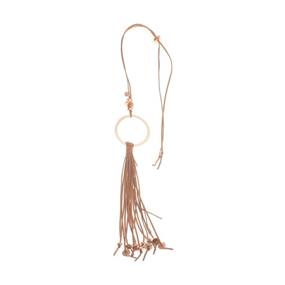 COLLAR LARGO COLGANTE ANILLA METAL FLECO