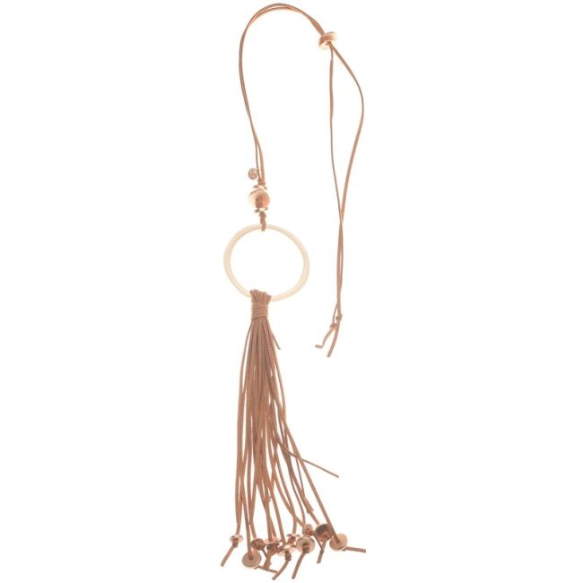 COLLAR LARGO COLGANTE ANILLA METAL FLECO