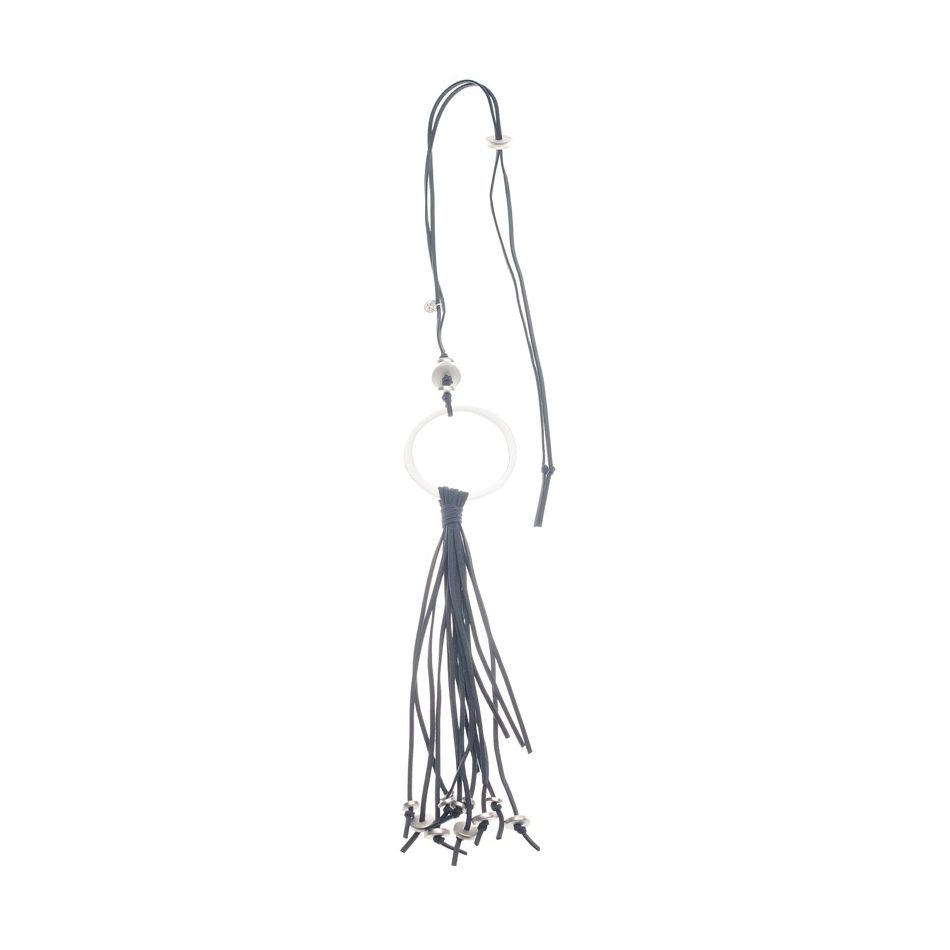 COLLAR LARGO COLGANTE ANILLA METAL FLECO