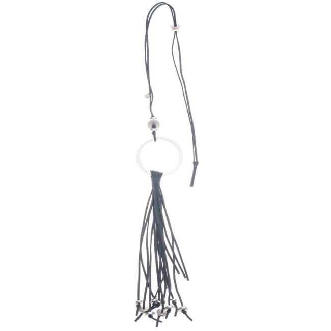 COLLAR LARGO COLGANTE ANILLA METAL FLECO
