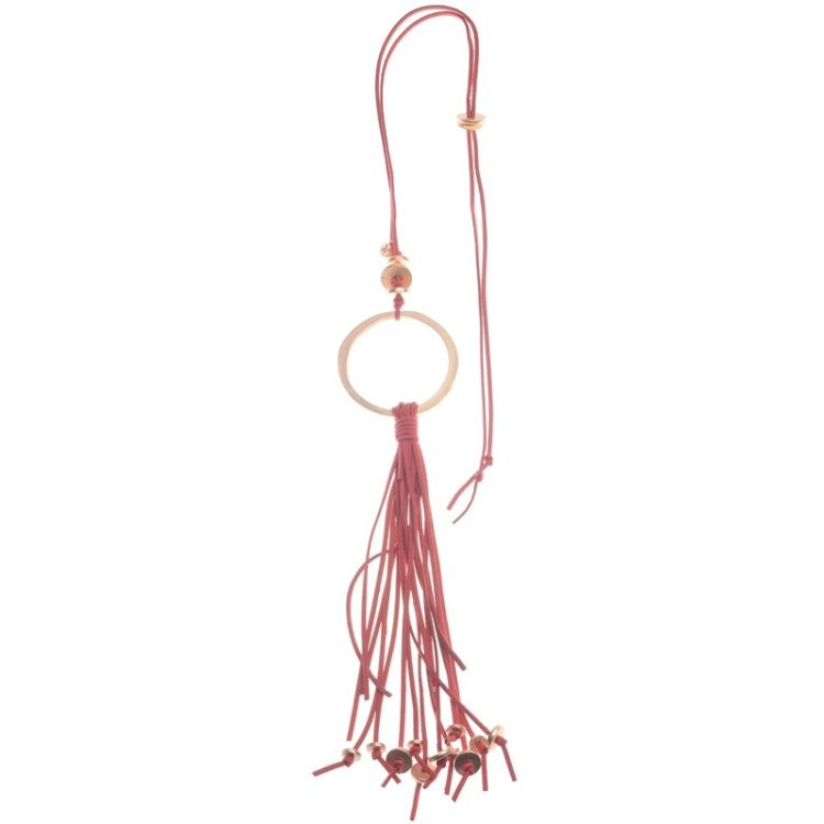 LONG NECKLACE PENDANT METAL RING FRINGE 2