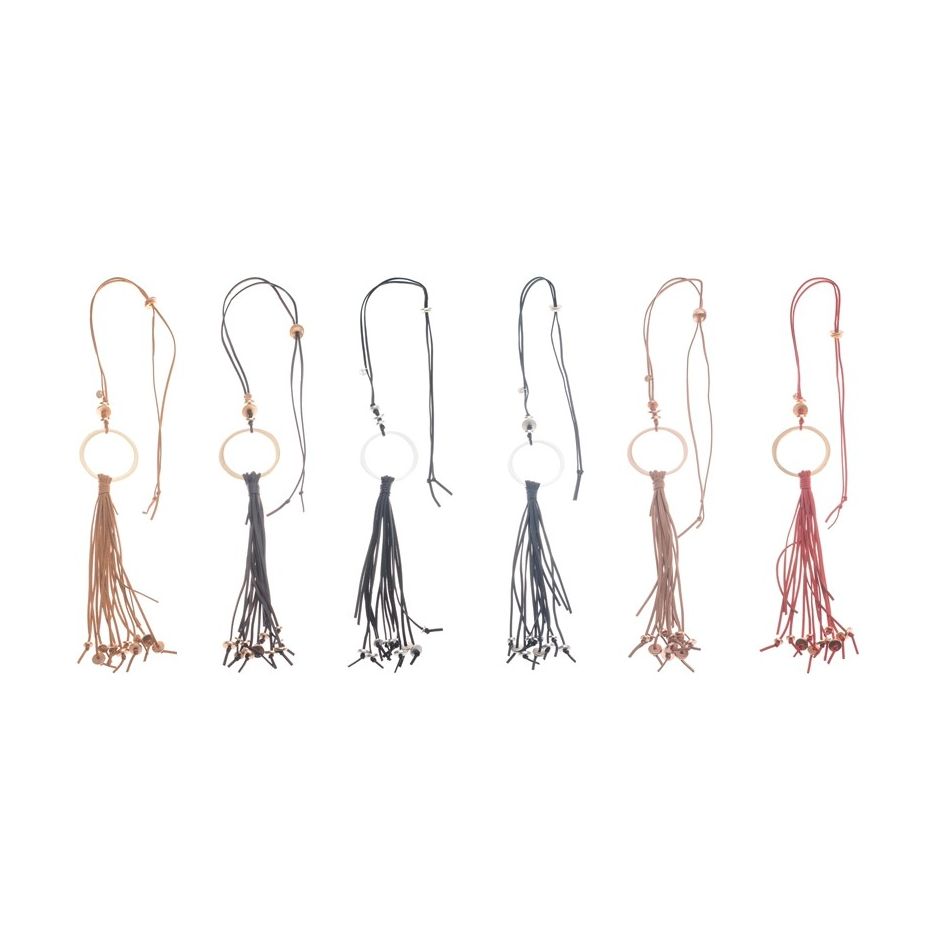 COLLAR LARGO COLGANTE ANILLA METAL FLECO