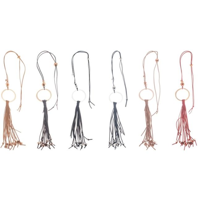 COLLAR LARGO COLGANTE ANILLA METAL FLECO