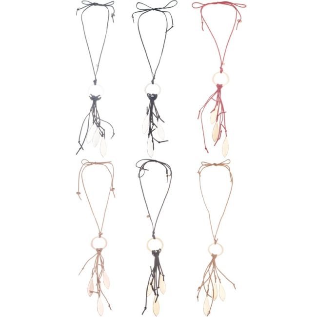 COLLAR LARGO COLGANTE ANILLA METAL FLECO HOJAS