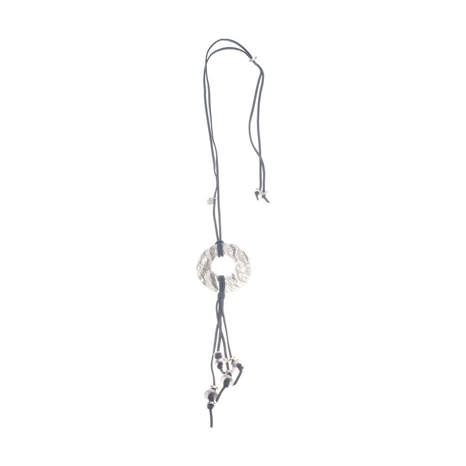 FRINGED DONUT LONG PENDANT NECKLACE