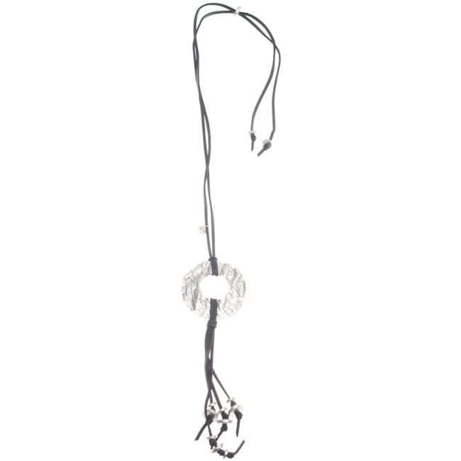 FRINGED DONUT LONG PENDANT NECKLACE
