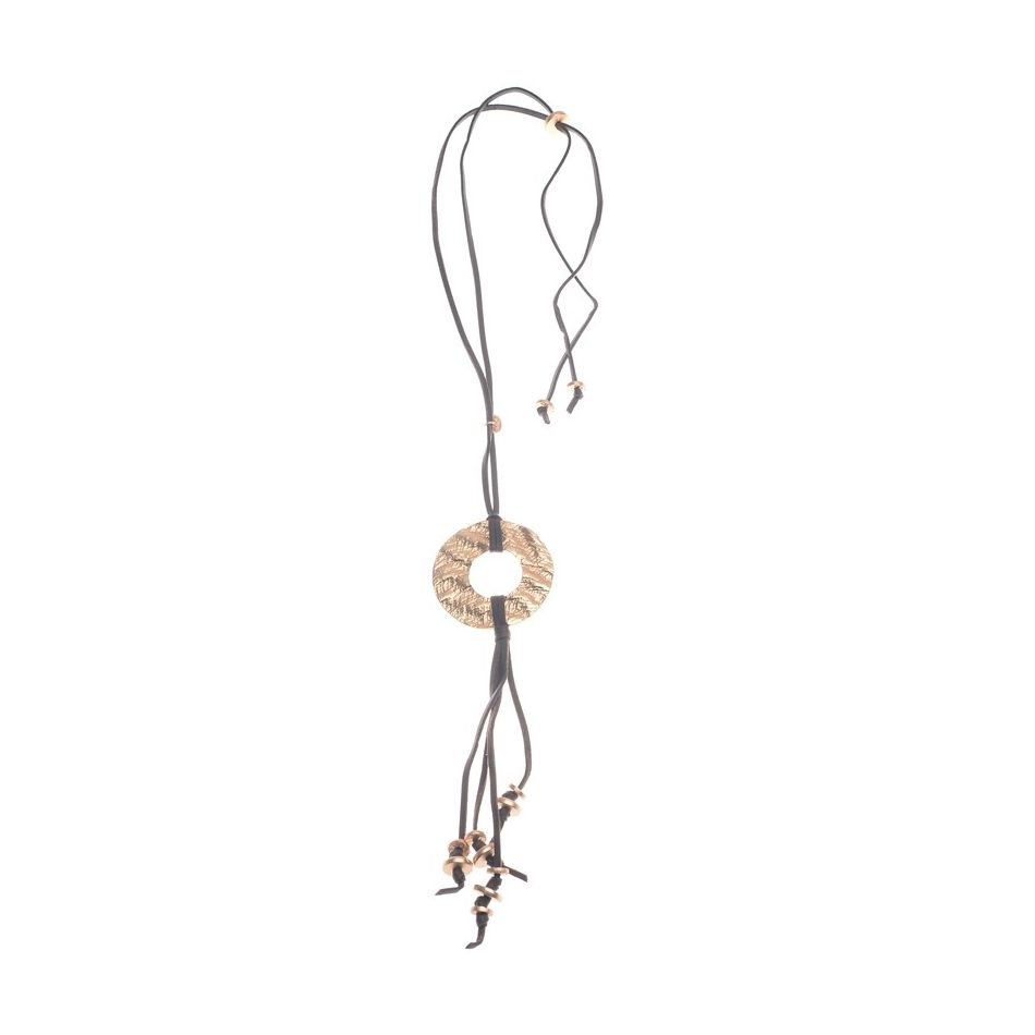FRINGED DONUT LONG PENDANT NECKLACE