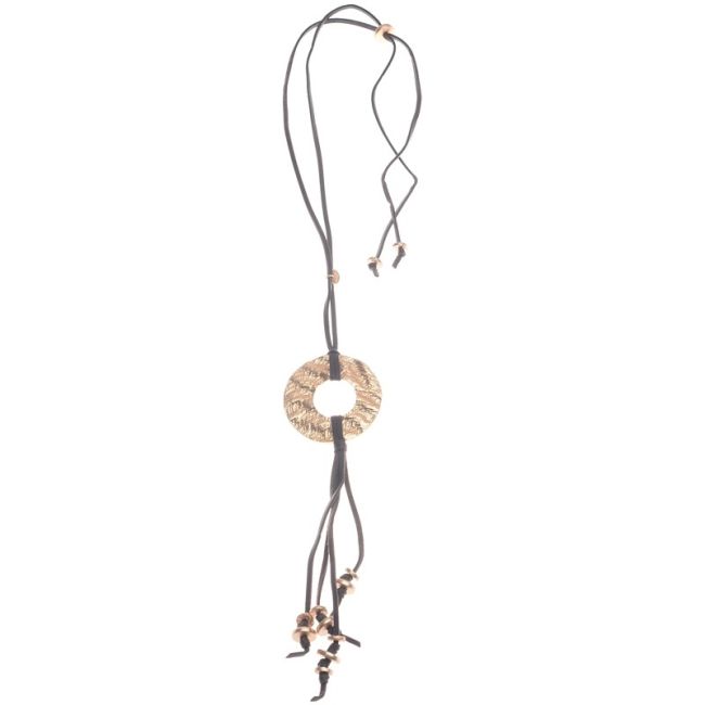 FRINGED DONUT LONG PENDANT NECKLACE