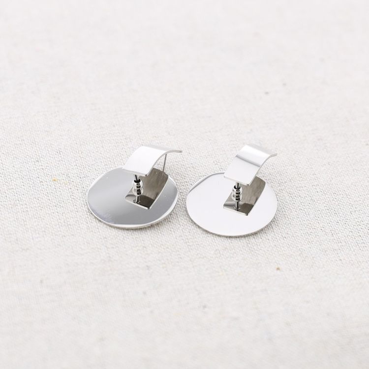 2CM MEDAL PENDANT STEEL EARRINGS