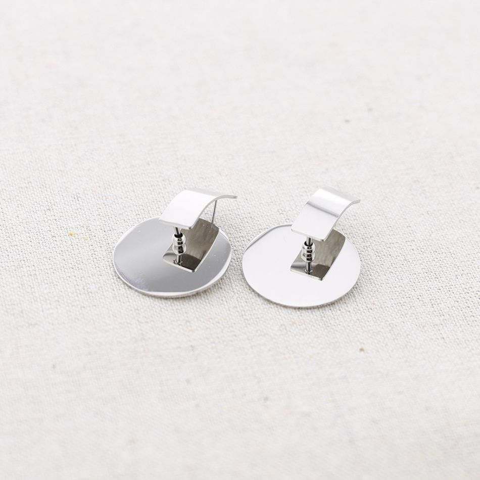 PENDIENTES ACERO COLGANTE MEDALLA 2CM