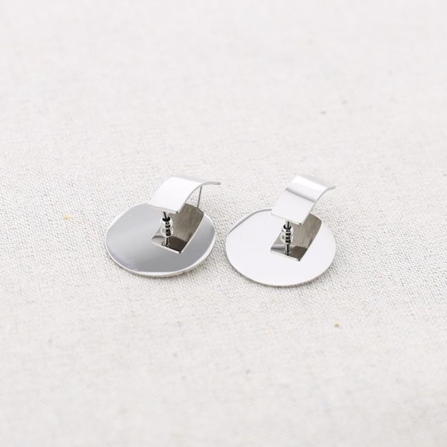 PENDIENTES ACERO COLGANTE MEDALLA 2CM