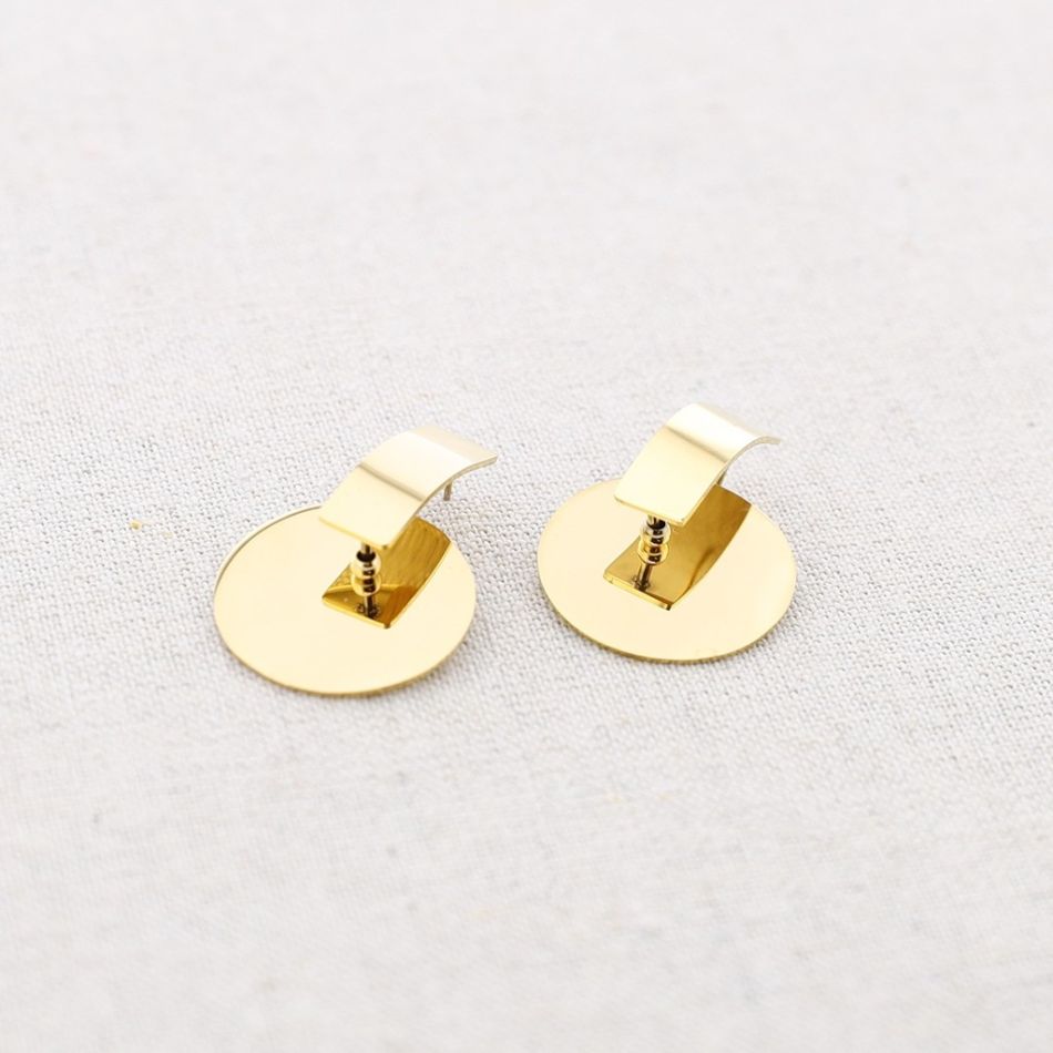 PENDIENTES ACERO COLGANTE MEDALLA 2CM