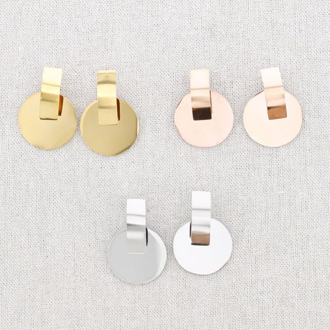 2CM MEDAL PENDANT STEEL EARRINGS