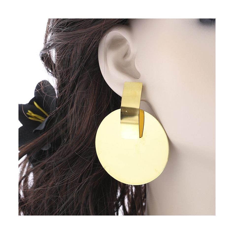 PENDIENTES ACERO COLGANTE MEDALLA 5CM
