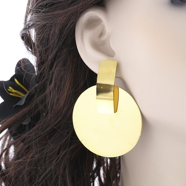 PENDIENTES ACERO COLGANTE MEDALLA 5CM