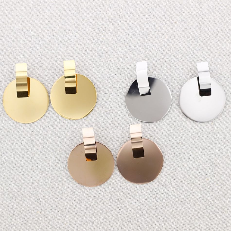 PENDIENTES ACERO COLGANTE MEDALLA 5CM
