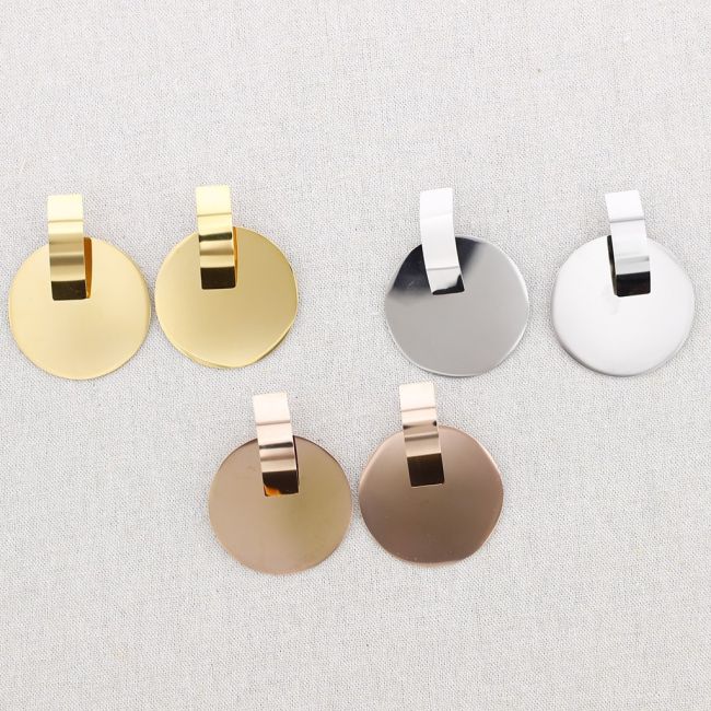 PENDIENTES ACERO COLGANTE MEDALLA 5CM