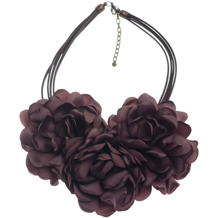 FABRIC FLOWERS SHORT NECKLACE
