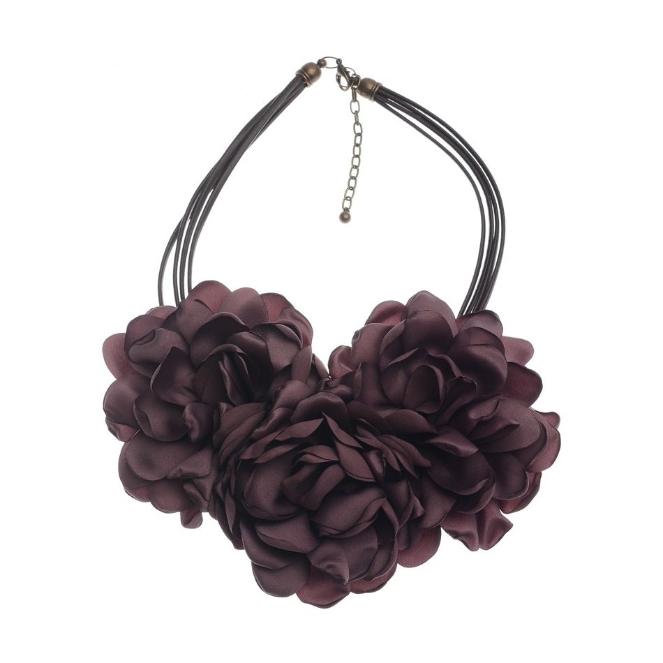 FABRIC FLOWERS SHORT NECKLACE