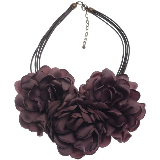 FABRIC FLOWERS SHORT NECKLACE