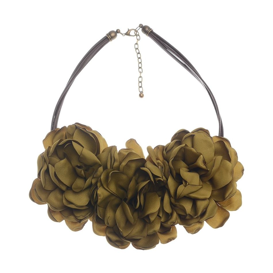 FABRIC FLOWERS SHORT NECKLACE