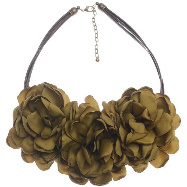 FABRIC FLOWERS SHORT NECKLACE