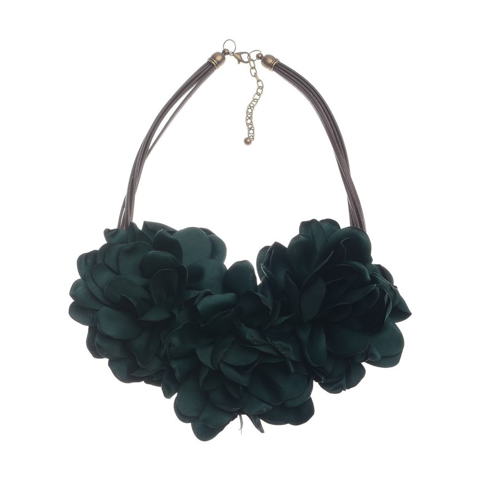 FABRIC FLOWERS SHORT NECKLACE
