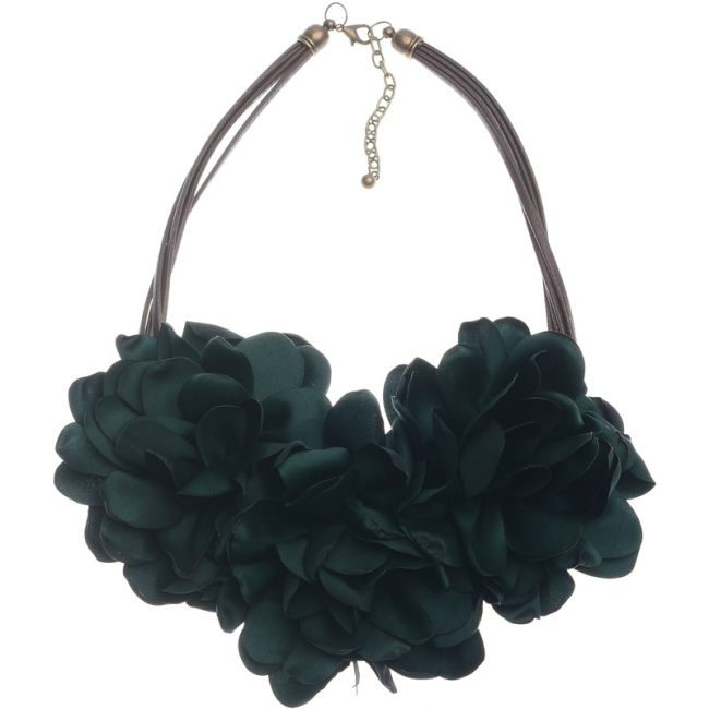 FABRIC FLOWERS SHORT NECKLACE