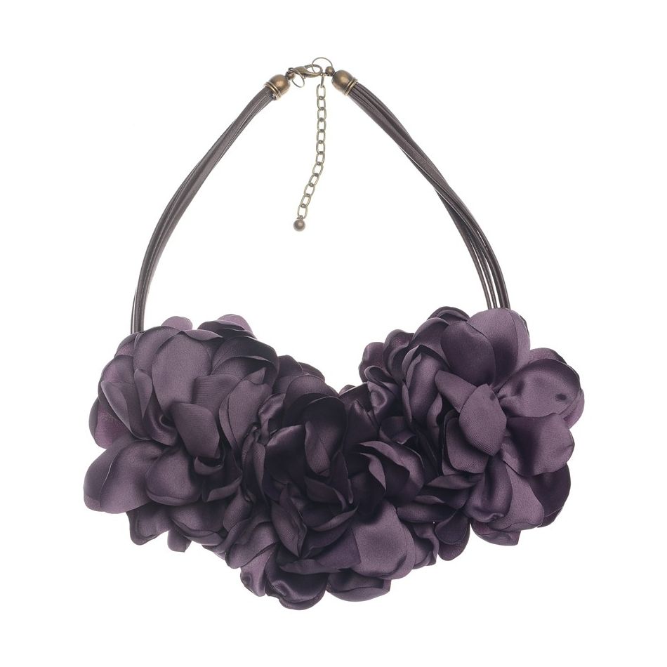 FABRIC FLOWERS SHORT NECKLACE