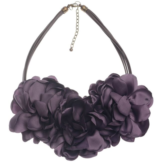 FABRIC FLOWERS SHORT NECKLACE
