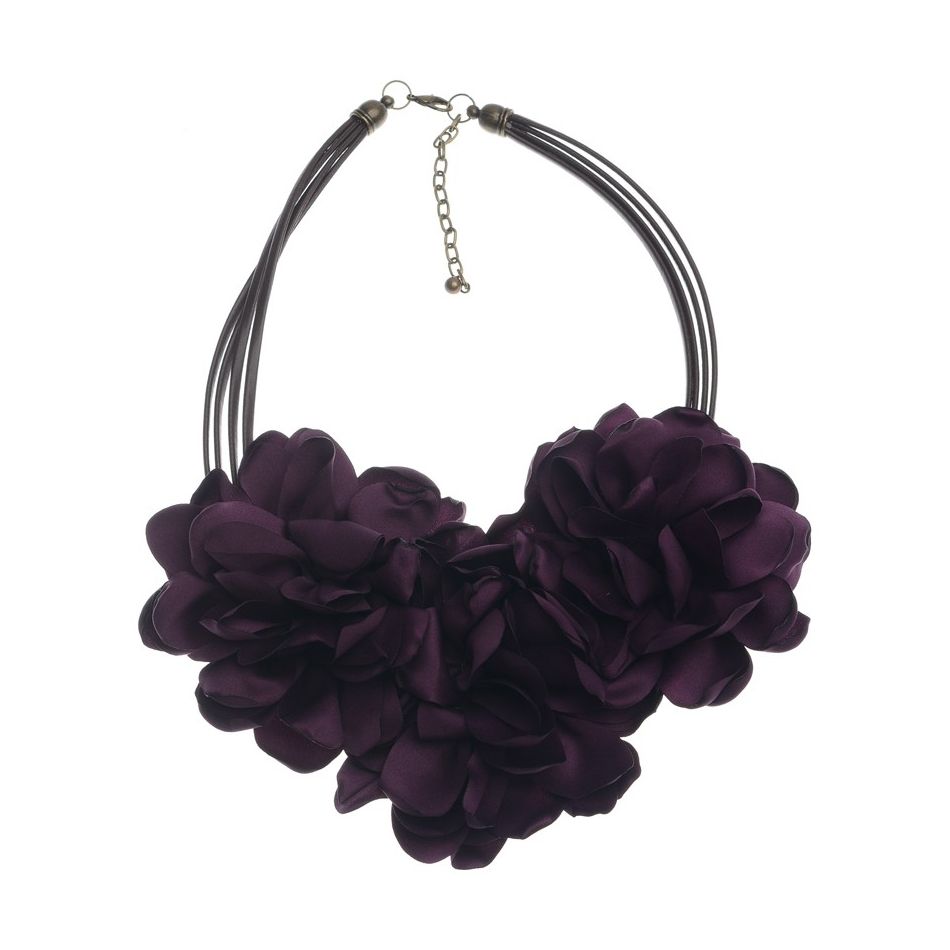 FABRIC FLOWERS SHORT NECKLACE