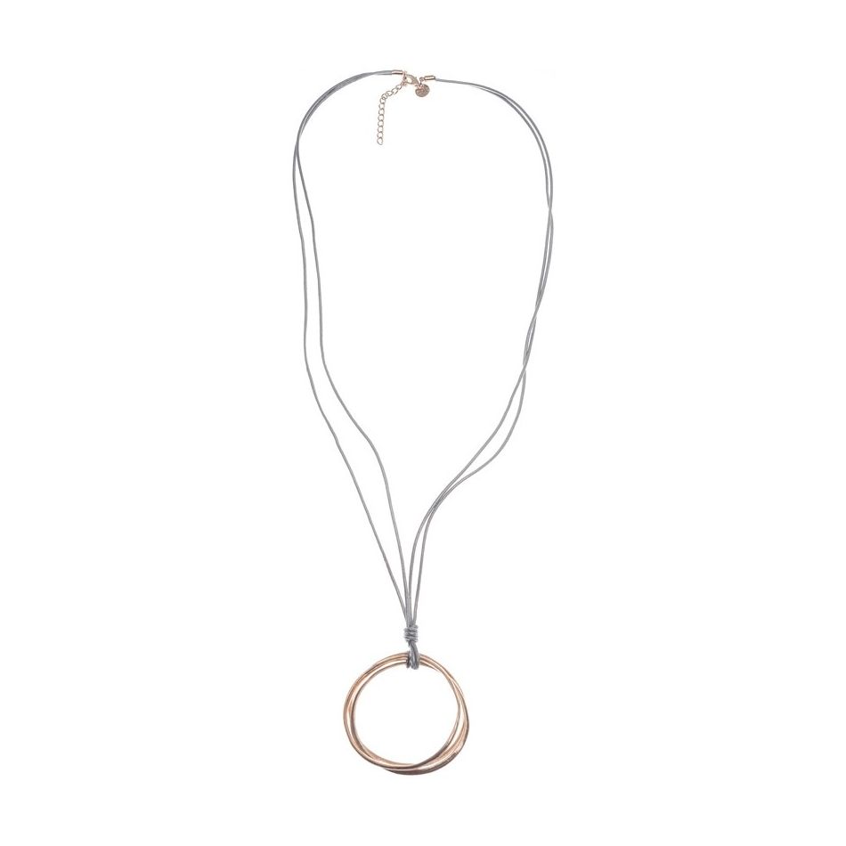 COLLAR LARGO COLGANTE TRIPLE ANILLA METAL