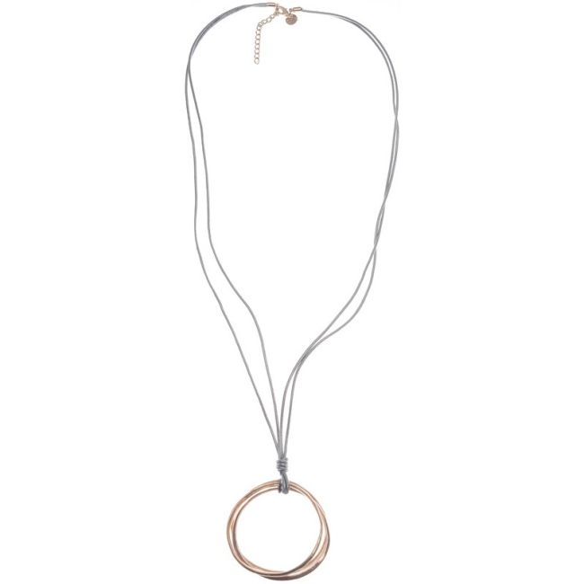 METAL TRIPLE RING PENDANT LONG NECKLACE