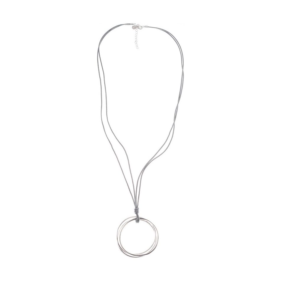 COLLAR LARGO COLGANTE TRIPLE ANILLA METAL