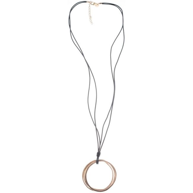 COLLAR LARGO COLGANTE TRIPLE ANILLA METAL