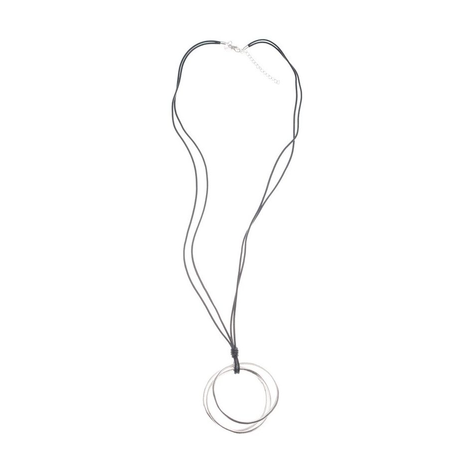 COLLAR LARGO COLGANTE TRIPLE ANILLA METAL