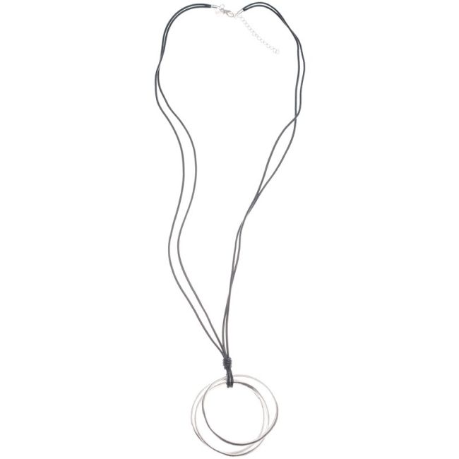 METAL TRIPLE RING PENDANT LONG NECKLACE