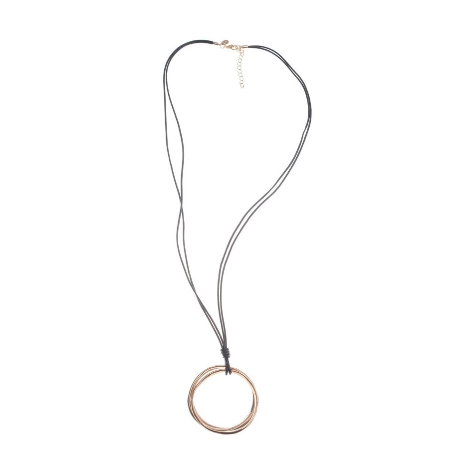 COLLAR LARGO COLGANTE TRIPLE ANILLA METAL