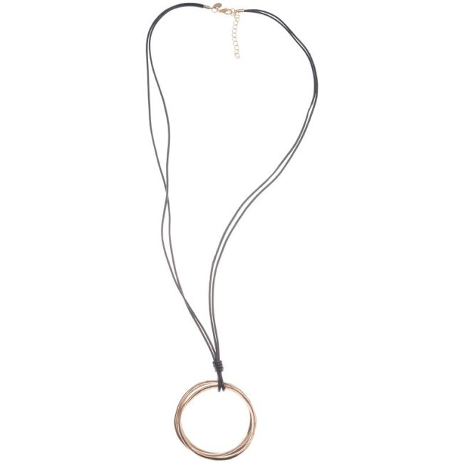 COLLAR LARGO COLGANTE TRIPLE ANILLA METAL