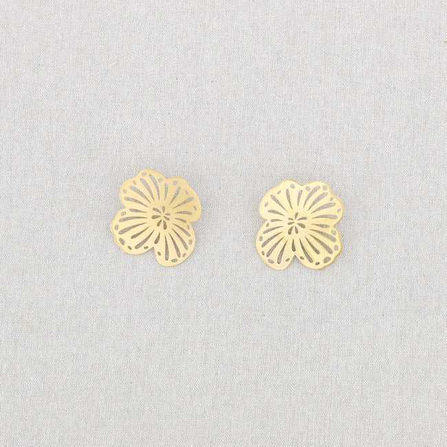 STEEL EARRINGS FRETWORK FLOWER