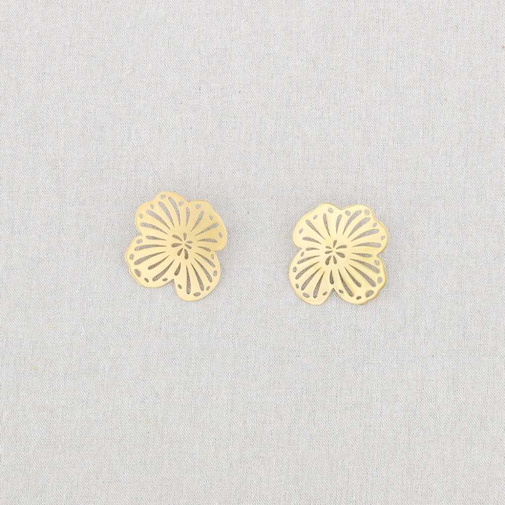 STEEL EARRINGS FRETWORK FLOWER