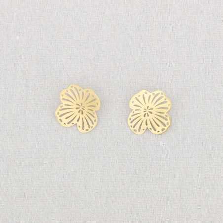 STEEL EARRINGS FRETWORK FLOWER